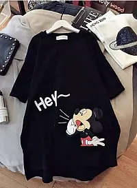 MMB Enterprises Women Fancy Simple and Sober Hosiery Cartoons Print Long T Shirt for Regular Walk,Indoor and Outdoor wear-thumb1