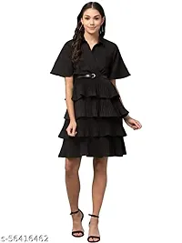 MMB Enterprises Stylish Adorable Multi Layered Crepe Comfortable Half Sleeves Knee Length Short Dress-thumb4