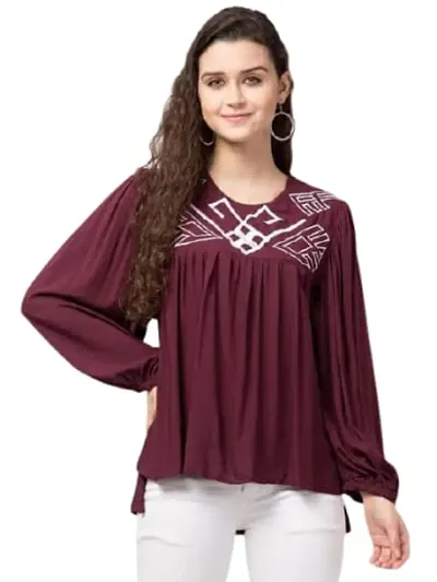 MMB Enterprises Women Fashionable Full Sleeves Rayon Comfortable Regular Wear Top