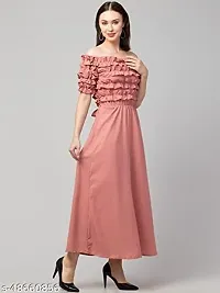 MMB Enterprises Stylish Fashionable Women Top Frilled Elegant Design Ankle Length Long Dress-thumb2