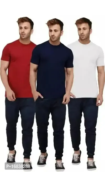 Reliable Multicoloured Cotton Solid Round Neck Tees For Men