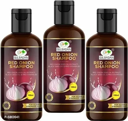 GULBADAN Onion Hair Fall Shampoo for Hair Growth and Hair Fall Control, with Red Onion and Black Seed for Men, Women - Pack of 3  (300 ml)-thumb0