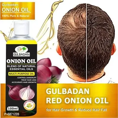 GULBADAN Organics ONION Herbal Hair oil- Blend of 14 Natural Oils Hair Oil  (100 ml)-thumb0