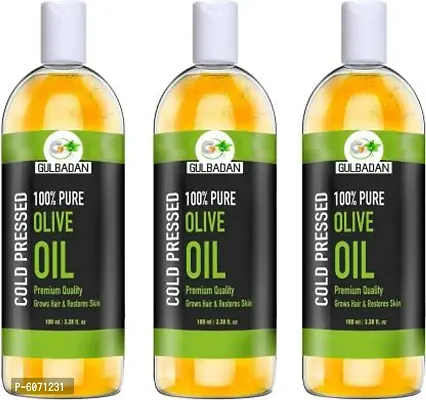 GULBADAN Organics 100% Pure Extra Light Olive Oil (Pack of 3) Hair Oil  (300 ml)