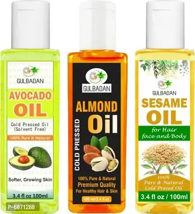 GULBADAN Organics Premium Avocado, Sesame oil and Avocado Hair Oil  (300 ml)