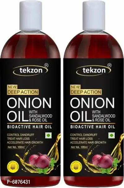 tekzon Onion Hair Oil with Sandalwood and Rose Oil - Bioactive Hair Oil for Control Dandruff, Treat Hair Loss, Accelerate Hair Growth Hair Oil  (200 ml)-thumb0