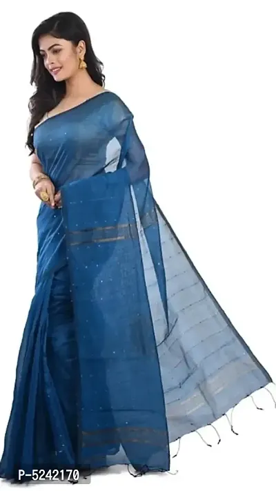 Trending Cotton Handloom Sequence Saree With Blouse Piece