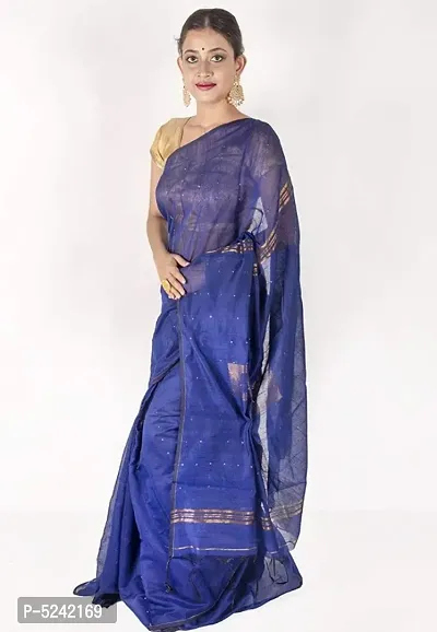 Trending Cotton Handloom Sequence Saree With Blouse Piece-thumb3