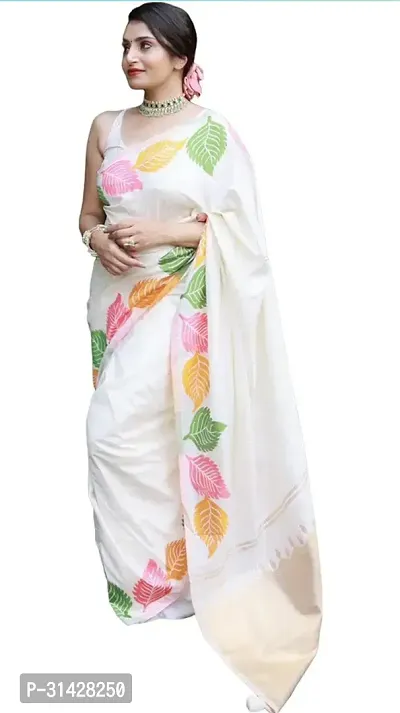 Women's Jacquard Silk Saree without blouse piece