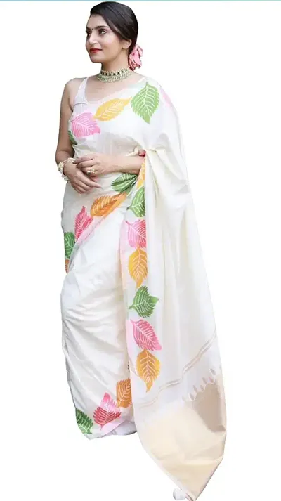 Women's Jacquard Silk Saree without blouse piece