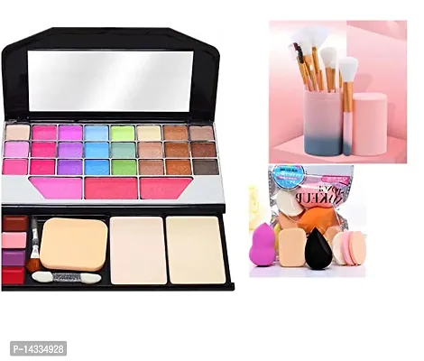 Face Makeup Combo (TYA 6155 Makeup Kit + Set Of 12 Pcs Makeup Brush Set With Storage Box + 6 Beauty Blender)