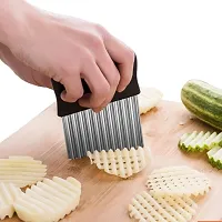 bizwiz CITNAC Potato Slices Knife, Wrinkled Wave French Fries Salad Corrugated Cutting Knife Multi-Function Chopper (Black Knife - 1PCS)-thumb4