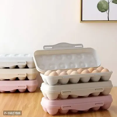 CITNAC Egg Holder for Refrigerator | Plastic Egg Holder | BPA Free Fridge Organizer with Lid | Refrigerator Storage Container | 12 Egg Tray, (grey, 1PCS) (Pink)-thumb4