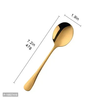 CITNAC Gold Soup Spoon 7.5 Stainless Steel Titanium Plating Shiny Golden Round Spoons Silverware, Gold Table Spoon Table Spoon Set Sturdy Easy to Clean, Dishwasher Safe-thumb2