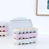 CITNAC Egg Holder for Refrigerator | Plastic Egg Holder | BPA Free Fridge Organizer with Lid | Refrigerator Storage Container | 12 Egg Tray, (grey, 1PCS) (Pink)-thumb2