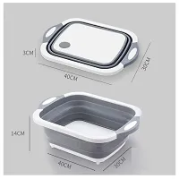 CITNAC Multifunction Chopping Boards, Collapsible Dish Tub Portable Washing Basin Bowl Draining Basket Space Saving Hamper Foldable Storage Container for Kitchen and Camping-thumb1