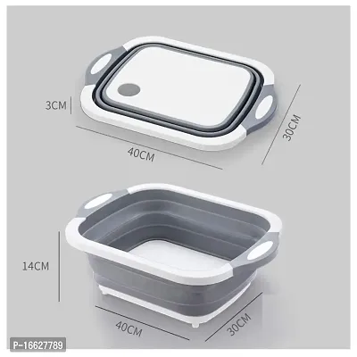 CITNAC Multifunction Chopping Boards, Collapsible Dish Tub Portable Washing Basin Bowl Draining Basket Space Saving Hamper Foldable Storage Container for Kitchen and Camping-thumb2