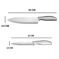 bizwiz CITNAC Professional Kitchen 12 in Chef  9 in Paring Knife, High Carbon Stainless Steel Ultra Sharp Cooking Knife with Ergonomic Non-Slip Handle, Rustproof, Silver, Pack of 2-thumb1