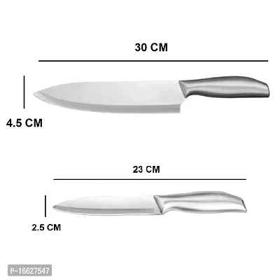 bizwiz CITNAC Professional Kitchen 12 in Chef  9 in Paring Knife, High Carbon Stainless Steel Ultra Sharp Cooking Knife with Ergonomic Non-Slip Handle, Rustproof, Silver, Pack of 2-thumb2