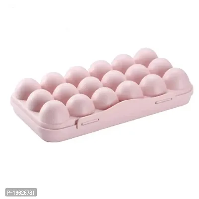 CITNAC Egg Holder for Refrigerator | Plastic Egg Holder | BPA Free Fridge Organizer with Lid | Refrigerator Storage Container | 18 Egg Tray, (1PCS) (Pink)