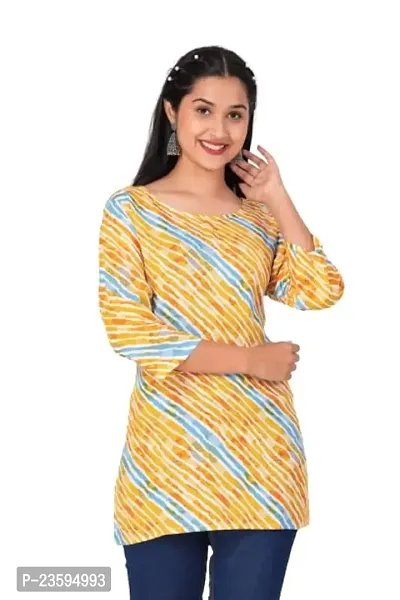 Women's Rayon Straight Short Kurti (Yellow_2XL)