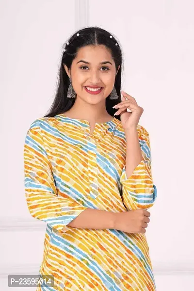 New Balaji Textile Women's Rayon Straight Regular Short Kurti (Yellow_2XL)-thumb5