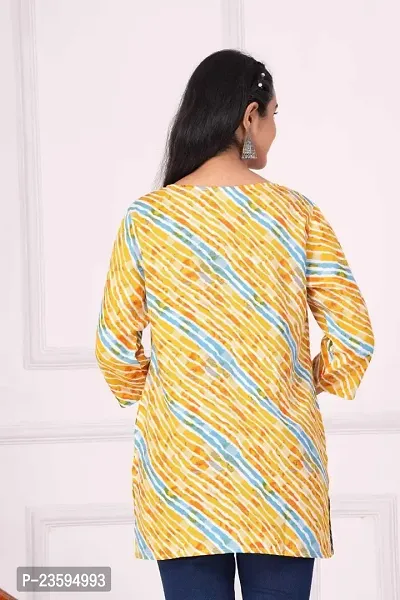 Women's Rayon Straight Short Kurti (Yellow_2XL)-thumb2