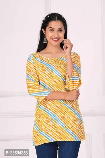 Women's Rayon Straight Short Kurti (Yellow_L)-thumb5