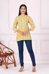 New Balaji Textile Women's Rayon Straight Regular Short Kurti (Yellow_XL)-thumb2