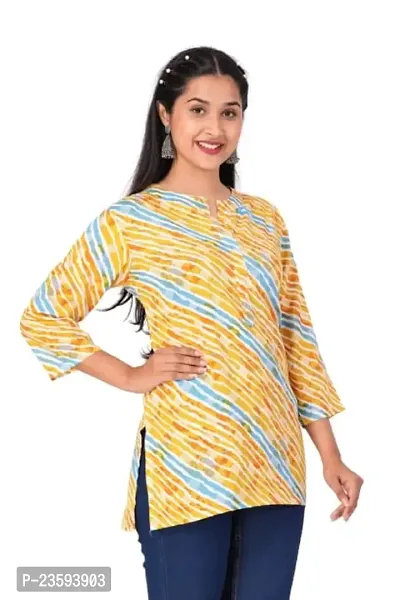 Women's Rayon Straight Regular Short Kurti (Yellow_2XL)-thumb0