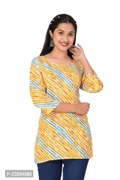 Women's Rayon Straight Short Kurti (Yellow_M)-thumb0