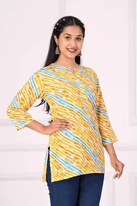 New Balaji Textile Women's Rayon Straight Regular Short Kurti (Yellow_L)-thumb3