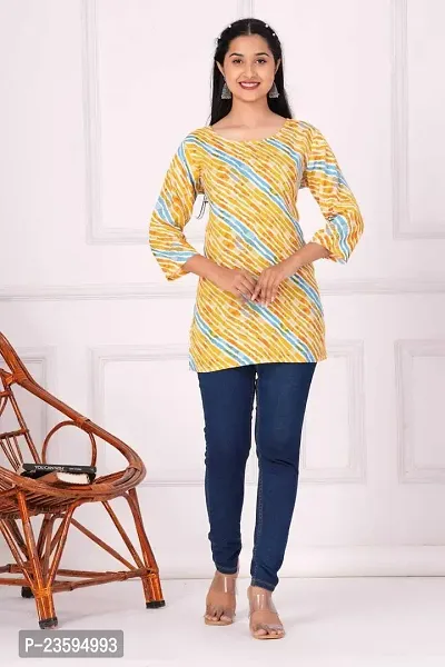 Women's Rayon Straight Short Kurti (Yellow_2XL)-thumb3