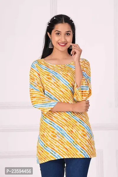 Women's Rayon Straight Short Kurti (Yellow_XL)-thumb5