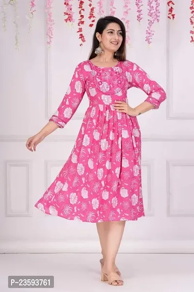 Women's Rayon Gold Printed Printed Anarkali Kurta (Pink_2XL)-thumb3