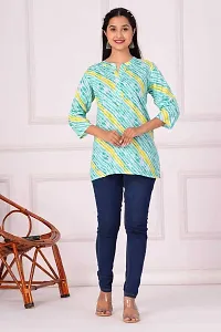 New Balaji Textile Womens Cotton Printed Straight Short Kurti (Rama Green_2XL)-thumb2