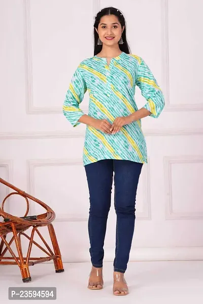 New Balaji Textile Womens Cotton Printed Straight Short Kurti (Rama Green_2XL)-thumb3