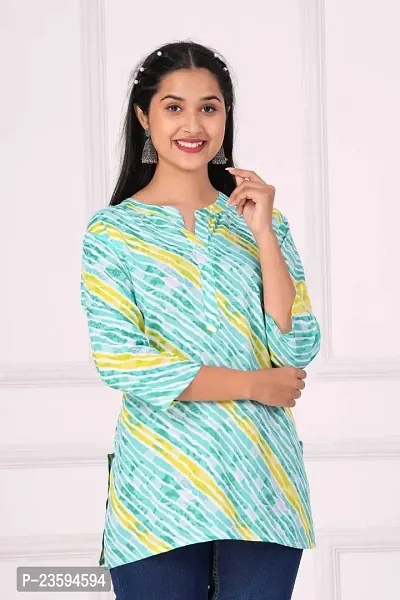 New Balaji Textile Womens Cotton Printed Straight Short Kurti (Rama Green_2XL)-thumb4