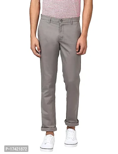 Stylish Olive Cotton Solid Regular Trousers For Men