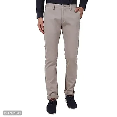 Stylish Grey Cotton Blend Solid Regular Trousers For Men