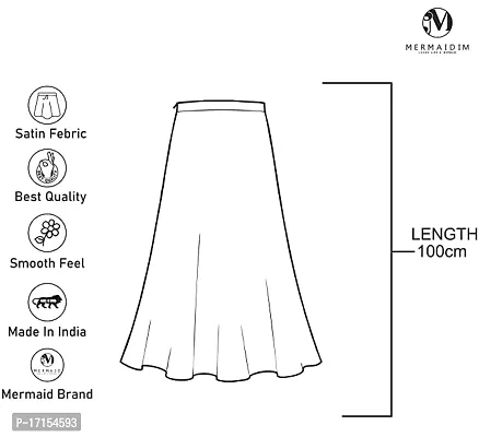 Women's Satin Petticoat Saree Satin Underskirt Sari Satin Silk Petticoat Underwear (Petticoat-White)-thumb2