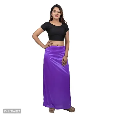 Women Satin Lycra Stretchable petticot Dark Purple