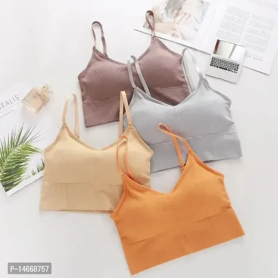 Stylish Cotton Blend Solid Bras For Women- Pack Of 4-thumb0