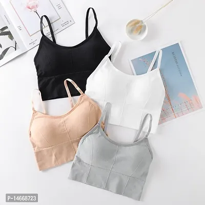 Stylish Cotton Blend Solid Camisole Bras For Women- Pack Of 4-thumb0