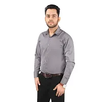 CRAFT HEAVEN Men Casual Cotton Full Sleeves Formal Regular Slim Fit Plain Office Shirts - Grey, Medium-thumb3