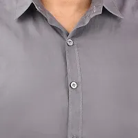 CRAFT HEAVEN Men Casual Cotton Full Sleeves Formal Regular Slim Fit Plain Office Shirts - Grey, Medium-thumb1
