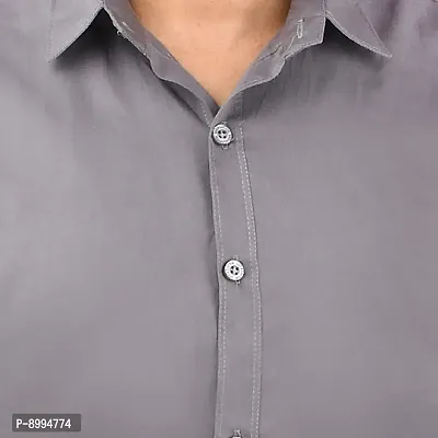 CRAFT HEAVEN Men Casual Cotton Full Sleeves Formal Regular Slim Fit Plain Office Shirts - Grey, Medium-thumb2