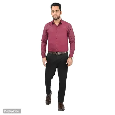 CRAFT HEAVEN Men Casual Cotton Full Sleeves Formal Regular Slim Fit Plain Office Shirts-thumb2