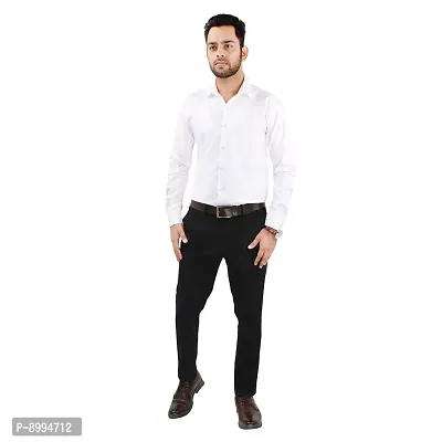 CRAFT HEAVEN Men Casual Cotton Full Sleeves Formal Regular Slim Fit Plain Office Shirts - White, Medium-thumb3