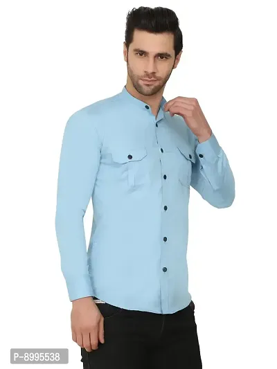 CRAFT HEAVEN Men's Solid Regular fit Casual Shirt for Men with Dual Pocket-thumb3